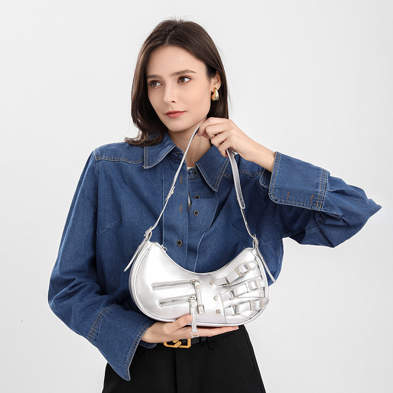 designer Niche Design American Retro Spicy Girl Colorful 2025 New Women's Leather Underarm Bag Shoulder Handbag