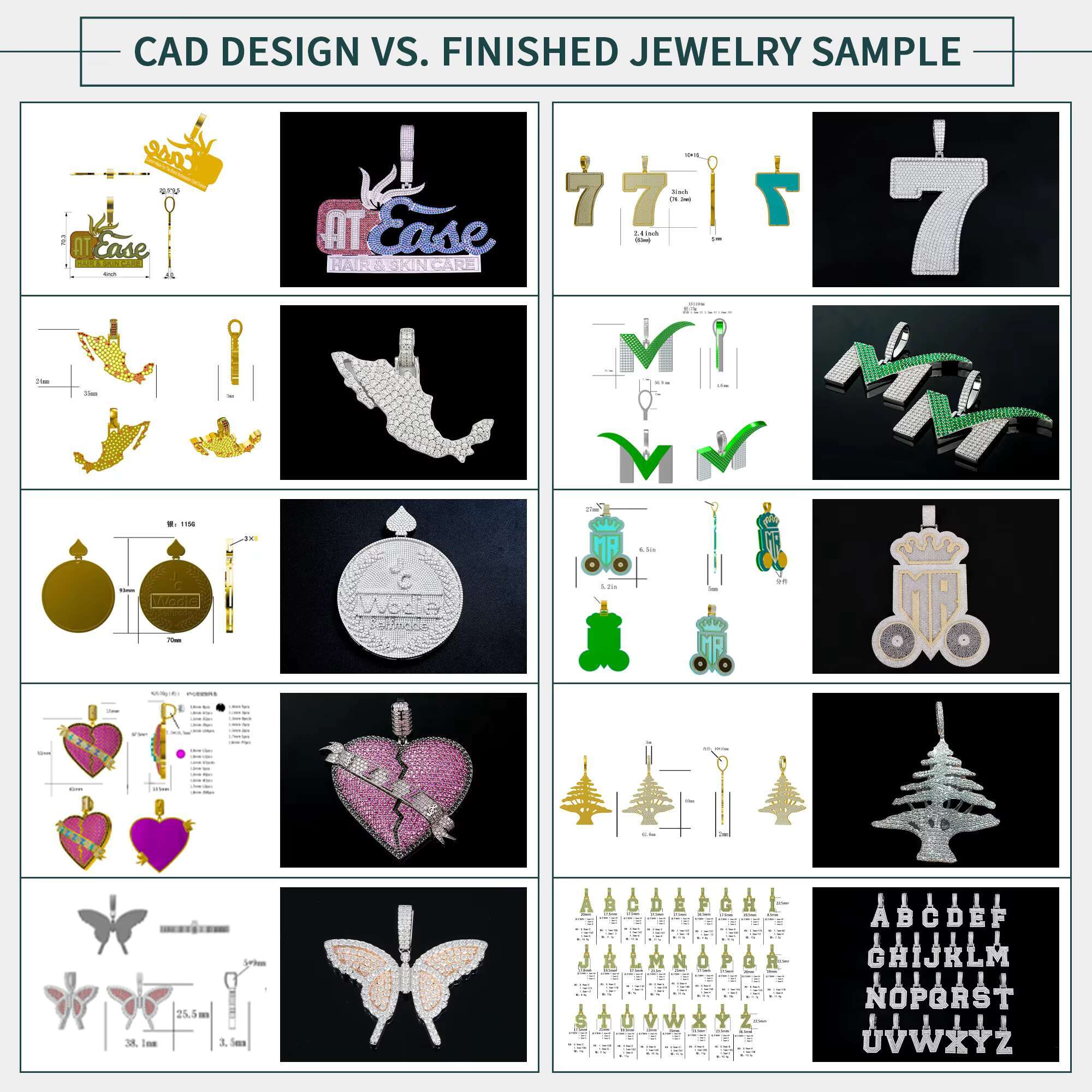 Custom Sterling Silver 925 Fine Hiphop Jewelry Men Women Diamond Name A-z Initial Letter Charm Moissanite Pendant for Necklace