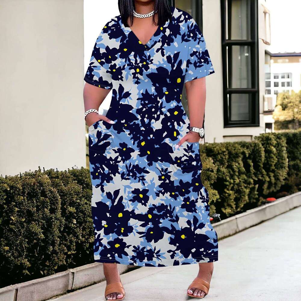 Plus Size Dresses for Curvy Women 2025 Summer Casual Short Sleeve Tshirt Long Maxi Dress with Pockets Beach Vacation Outfits High quality, fashionable