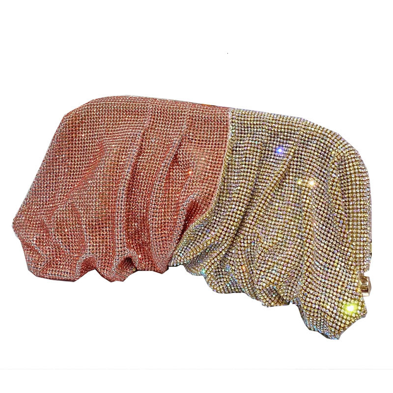 New Style Evening Clutch Diamond Bag Shiny Rhinestone Pleated Cloud Dumpling Clip Bag Single Shoulder Crossbody Bag New Free Delivery Designer Bag