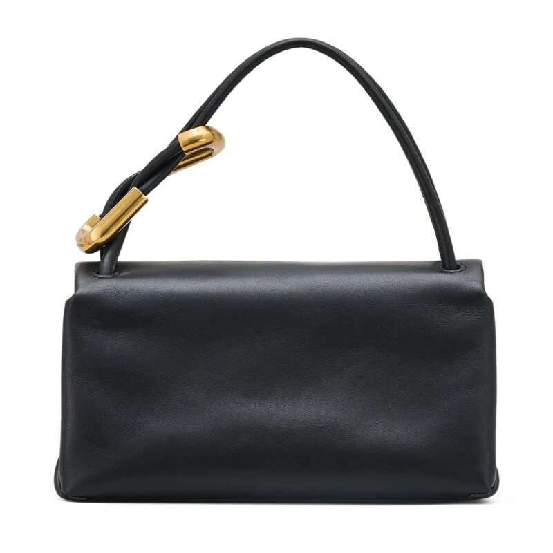 The Mini Dual Bag Women Genuine Leather Designer Handbag High Quality Turn-Clasp Fastening Foldover Top Female Bags