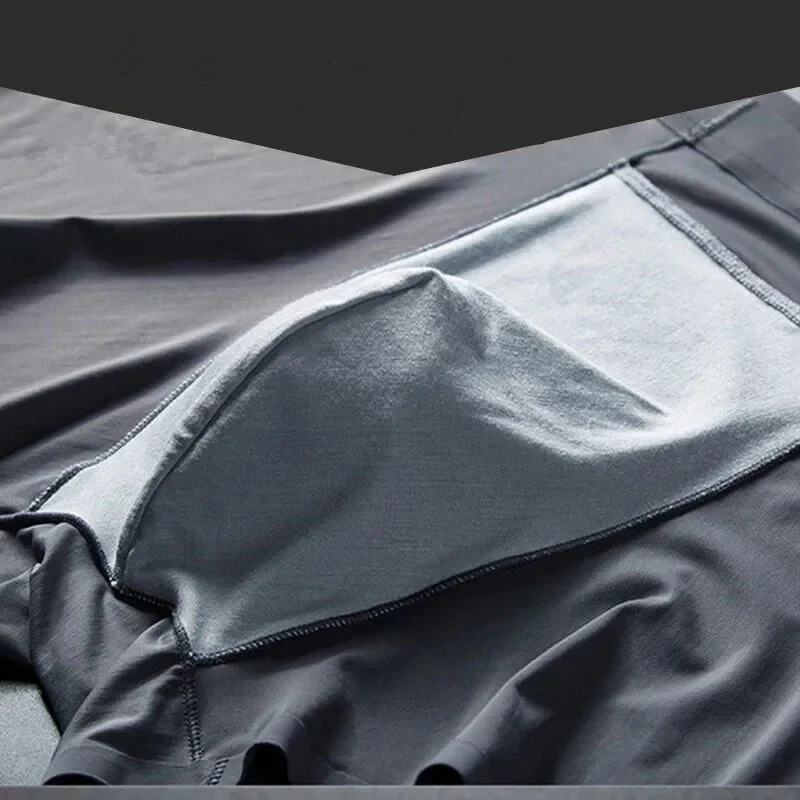 LXXXL Seamless Ice Silk Boxers Men Solid Color Male Underpants Ultrathin Sexy Underwear Summer COOL Trunk Shorts 250526