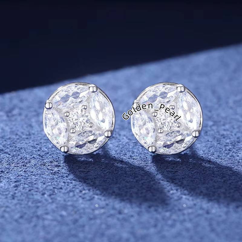 S925 Sterling Silver Moissanite Diamond Stud Sparkling Piercing Earrings for Women Men