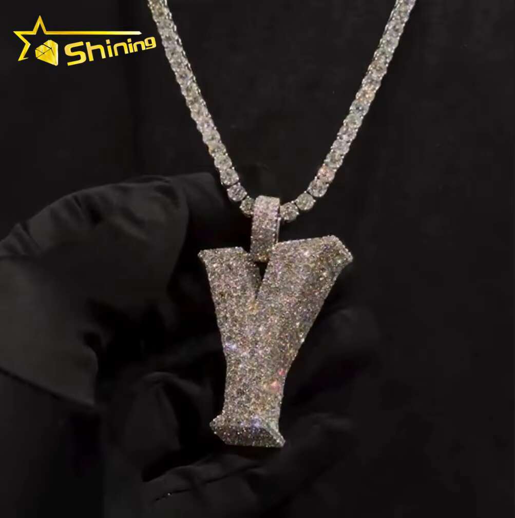 Custom New Charms Hip Hop Moissanite Pendant Gold Plated S925 VVS Pass Diamonds Test Moissanite Iced Out Letter Pendant
