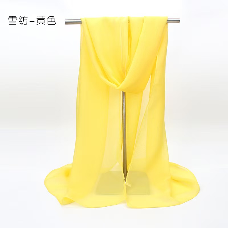 T855 Gradient solid color ladies Korean chiffon scarf spring and summer thin warm sunscreen shawl versatile long narrow silk scarf