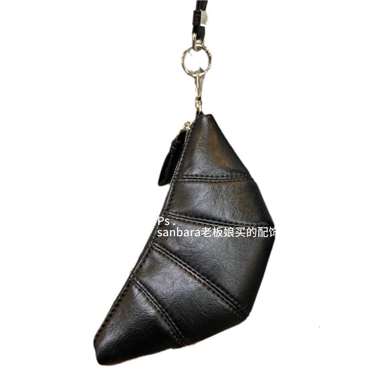 designer Halter Neck Croissant Bag for Women, Soft Leather Clutch, Coin Dumpling Bag, 2025 New Lipstick Makeup Bag, Mini Croissant Bag