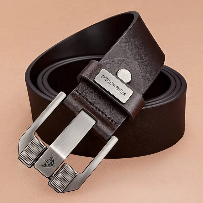 Men's casual fashionable needle buckle cowhide personalized belt, retro style denim belt