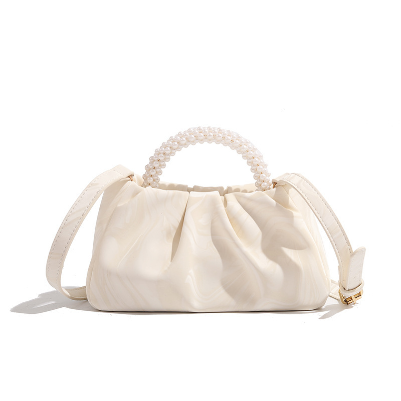 designer Women's Bag Vintage Style Small Bag Genuine High-end Pearl Chain Handbag Cloud Bag 2025 New Versatile Crossbody Bag for Women
