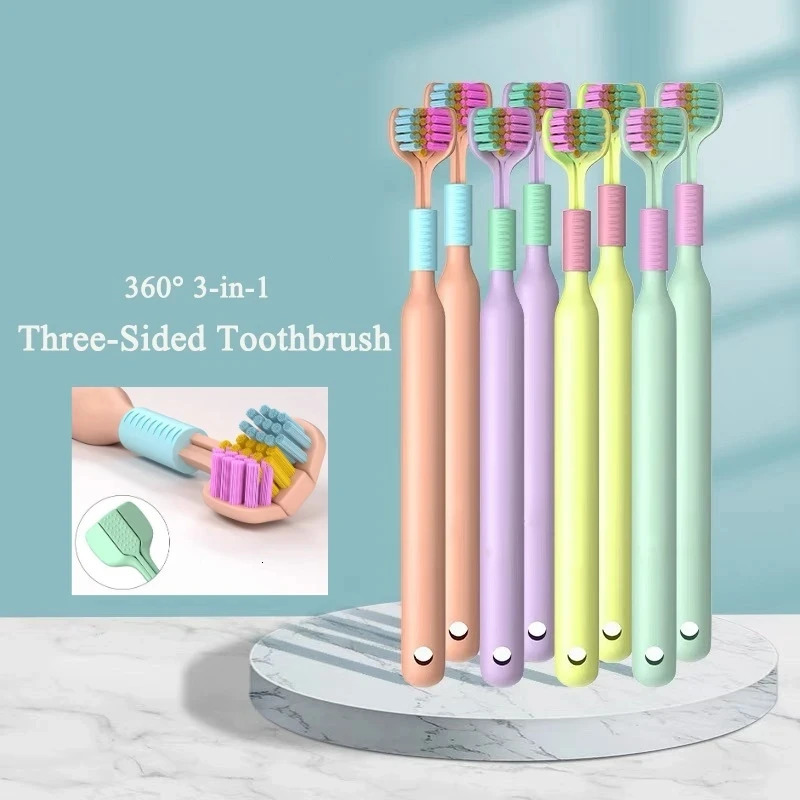 8Pcs/set Three Sided Toothbrush Soft Bristle Tooth brush Ultra Fine Toothbrush Oral Care Safety Teeth Brush Oral Health Cleaner 250528