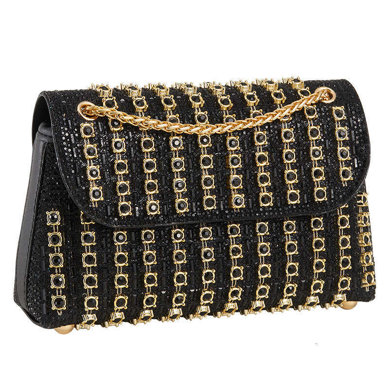 New Style Diamond-Encrusted Shiny Women's Evening Fashion Versatile Chain Crossbody Small Square Underarm Bag