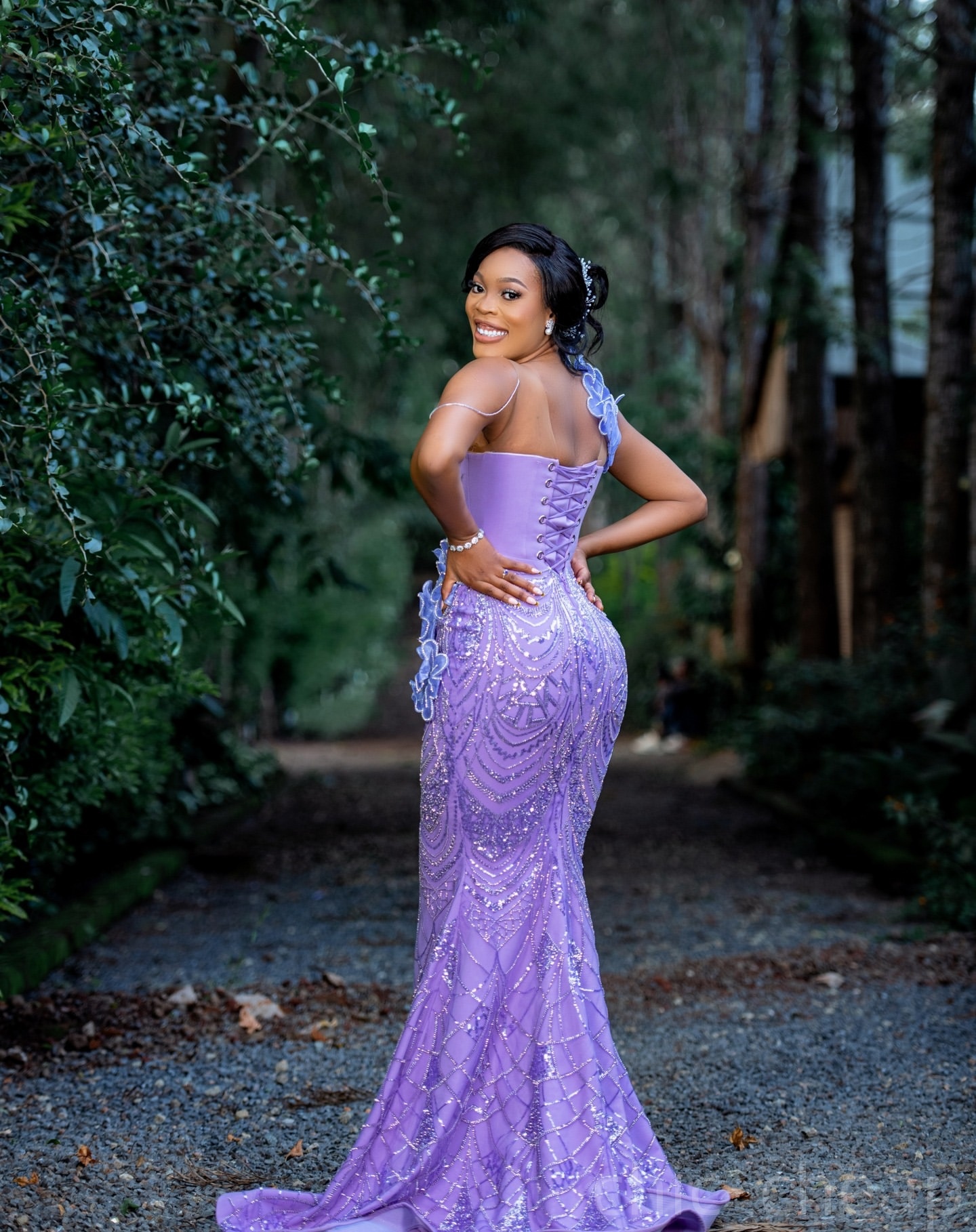 Mermaid Lavender Prom Dresses 2025 Flowers Crystals Flowers Sequined Evening Formal Party Second Birthday Engagement Gowns Plus Size Dress For Special