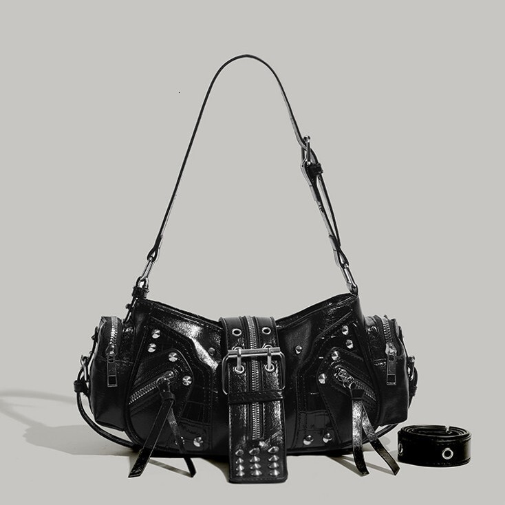 designer Cross-border New European and American Retro Fashion Handbag Niche Design Hot Girl Y2K Single Shoulder Commuter Crossbody Motorcycle Bag