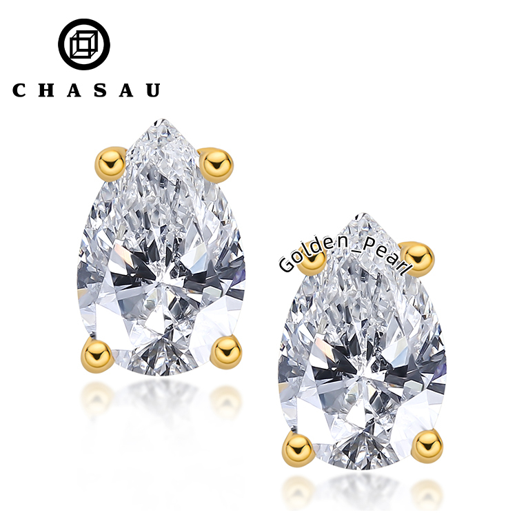 High Quality Wholesale Pear Cut 0.5ct Moissanite 925 Sterling Silver Simple Stud Earring for Women Jewelry Gift
