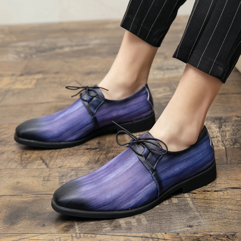 Trendy and Fashionable Derby Shoes Round Toe Lace up Business Office Dress Shoes Wedding Banquet Shoes Size 38-48 Men Shoes 250526