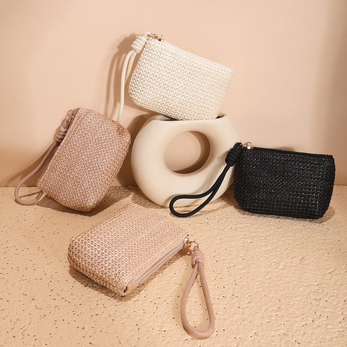 New Summer Straw Woven Bag Small Wallet Coin Wallet Designer Men's Keybag Women's Fashion Wallet Women's Fashion Handbag