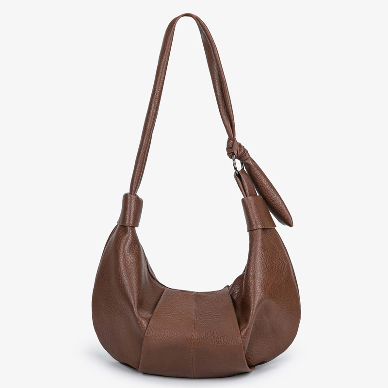 designer Korean Style INS Large Capacity Retro Soft Leather Pleated Dumpling Bag Lazy Style Versatile Casual Commuter Women's Shoulder Bag