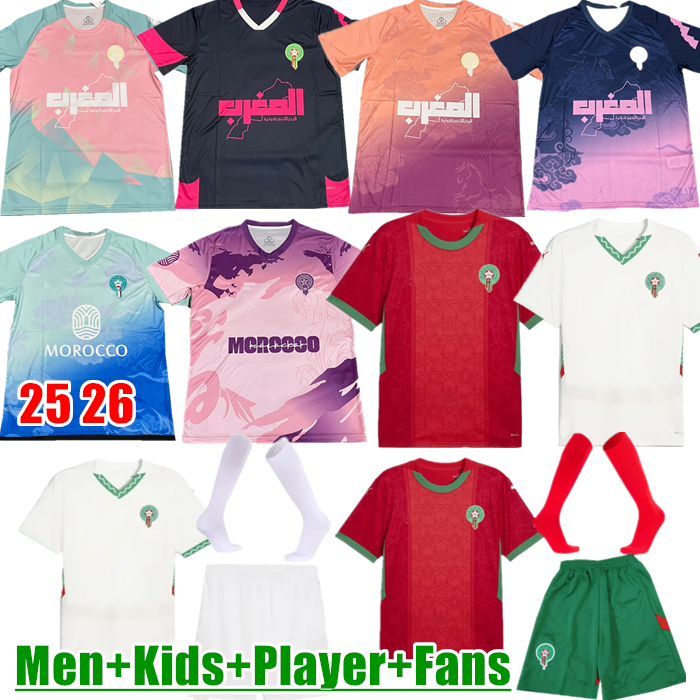 25 26 moroccan soccer jerseys hakimi maillot marocain ziyech ennesyri football shirts Morocco men kids kit Camiseta de futbol jersey maroc national team shirt