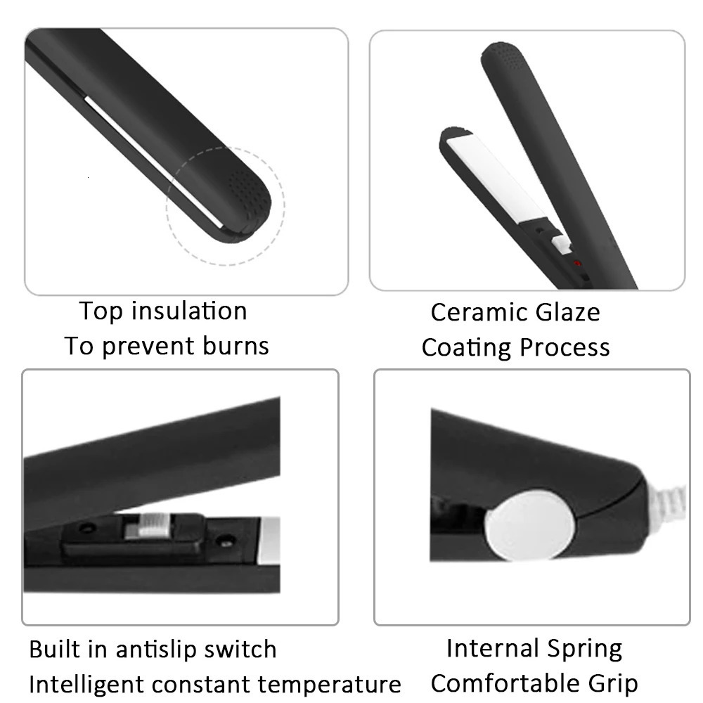 Mini Splint Flat Iron Hair Straightener Curling Wand Curly Ceramic Curler Straight Dual Purpose Hair Styling Tool WITH Hair Clip 250529