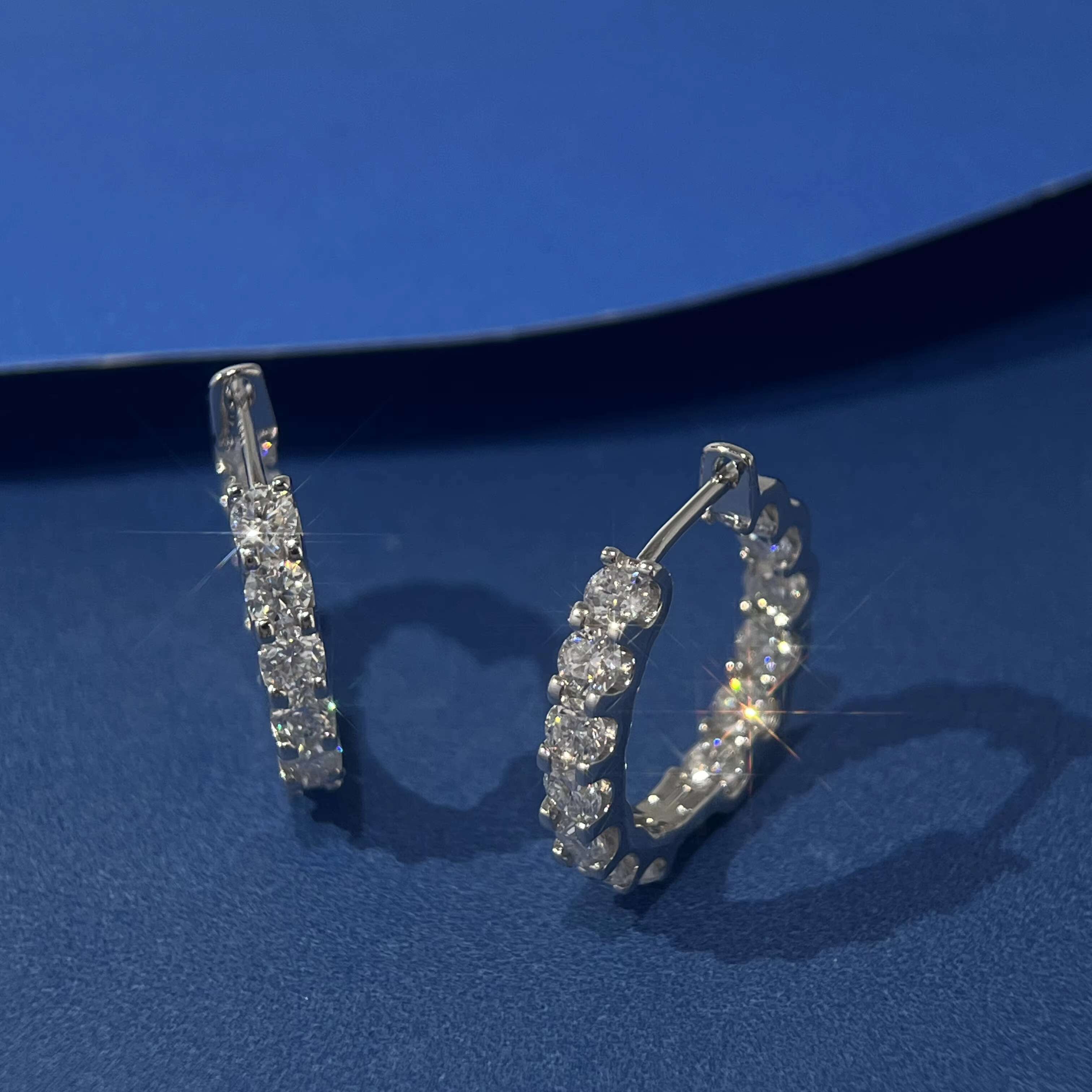 Hip Hop 0.1Ct*26Pcs Iced Cut Halo Full Moissanite Diamond Hoop Earring for Women Real S925 Silver Jewelry With Gra Certificate