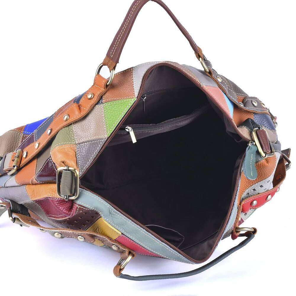 Designer Luxury Colorful Stripe Pattern Clash Large Capacity Single Shoulder Crossbody Genuine Leather Cowhide Ladies Tote Bag
