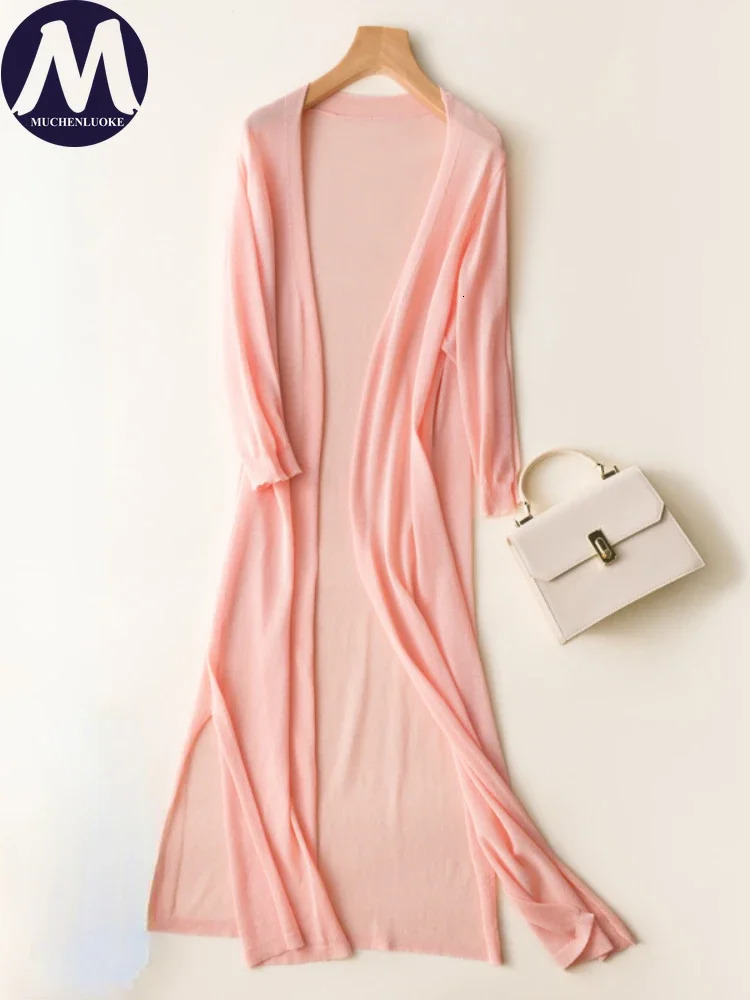 Womens Thin Style Knitted Cardigan Hollow Out Coats Long Sleeves Casual Loose Sunscreen Korean Fashion Summer 2025 250530