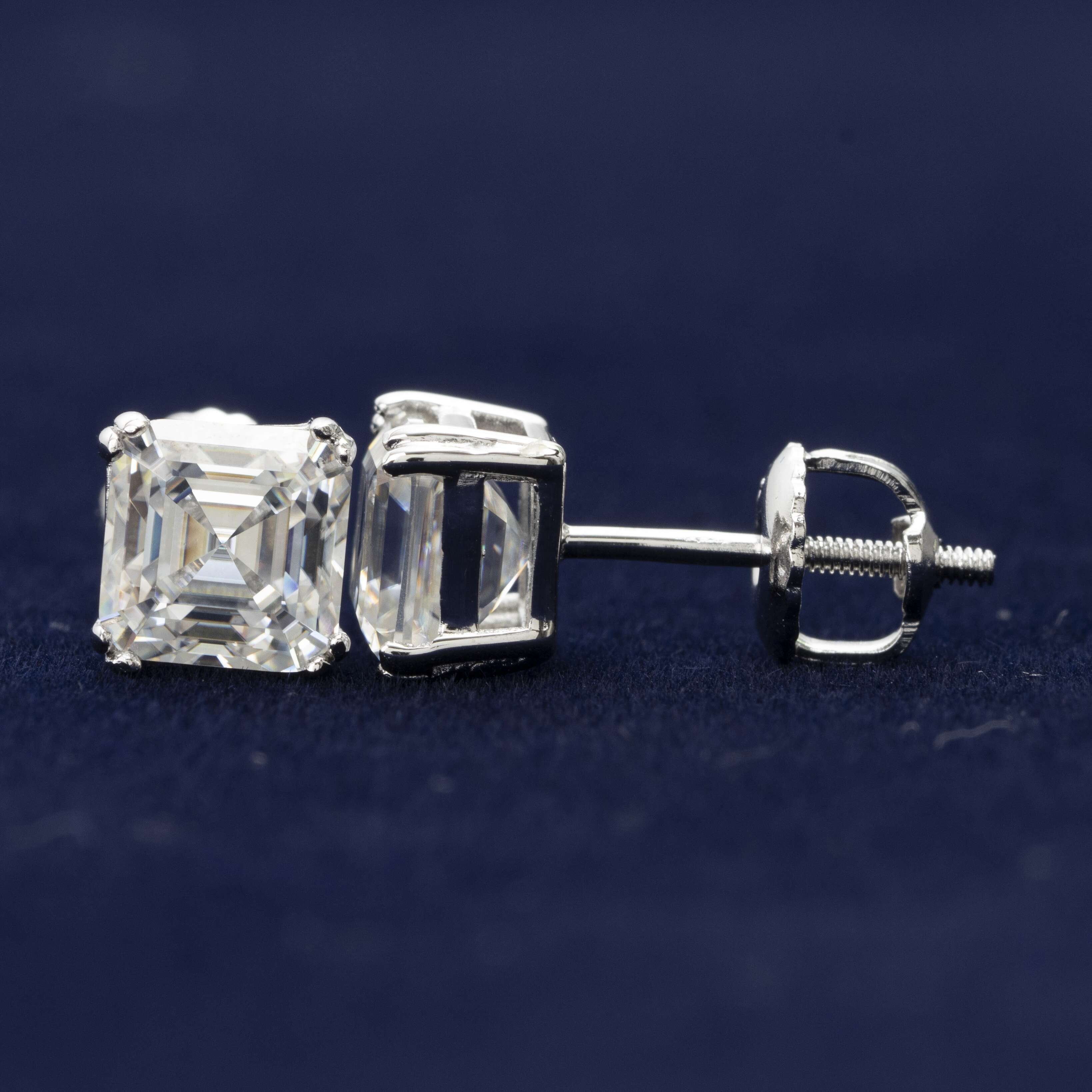 Fine Jewelry Luxury Earrings Silver 925 Asscher Cut VVS Moissanite Diamond Hip Hop Earrings