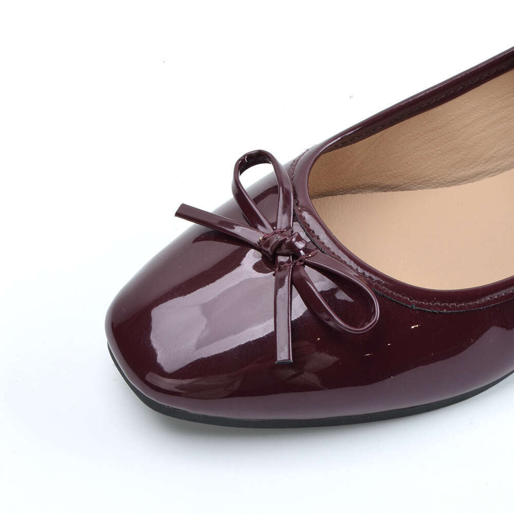 Mary Jane for Women 2025 New Summer Butterfly Small Leather Square Toe Shallow Mouth Casual Flat Single Shoes