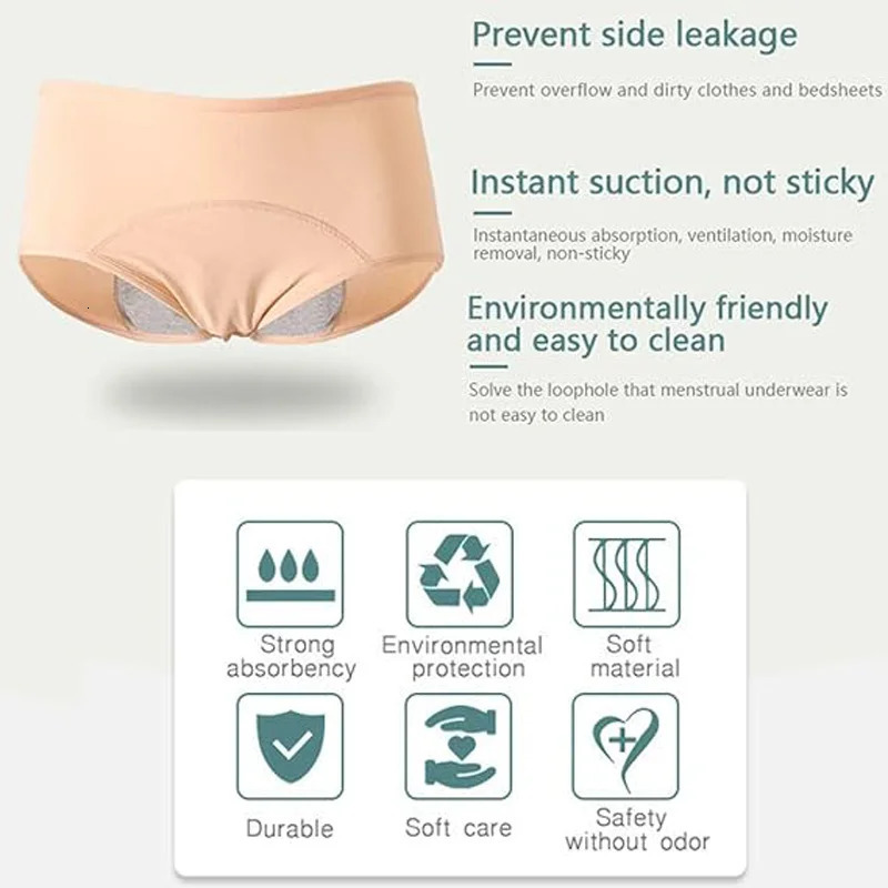 5PCS Menstrual Panties Physiological Pants Teens Breathable Leakproof Brief Postpartum Underwear 250526