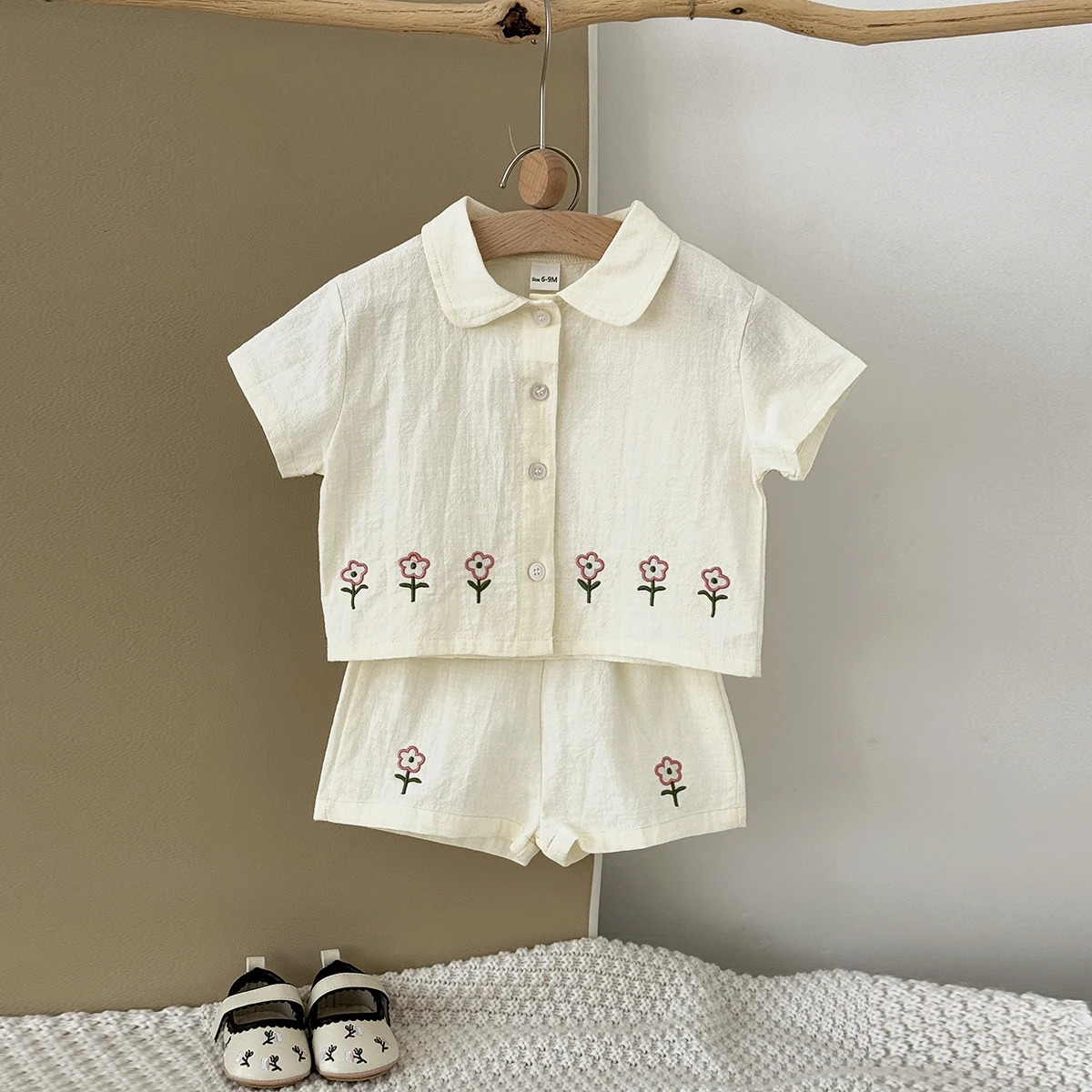 Summer 2Pcs Baby Clothes Set 0-3Y Boys Girls Cotton Set born Shirt Set Cute Flower Pattern Shirt shorts Set 250527