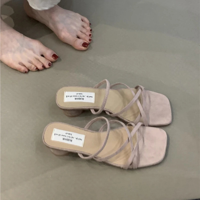 Summer Narrow Band Women Slippers Concise Open Toe Slides Ladies Party Dress Sandals Zapatos De Mujer 250528