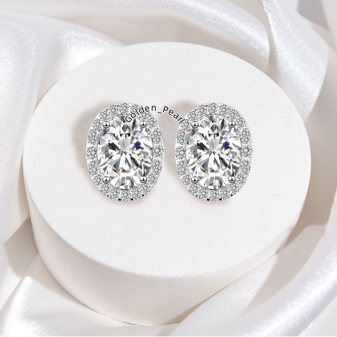 Wholesale High Sensitivity S925 Sterling Silver 1-4ct Oval Moissanite Earrings for Women Elegant Silver Jewelry