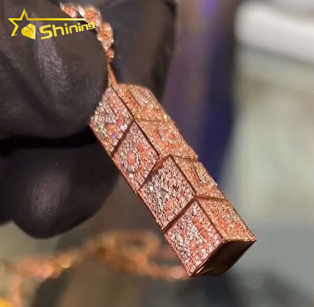 925 Solid Silver Full Iced Out Hip Hop Design VVS Moissanite Diamond Rapper Jewelry Name Pendant Charm