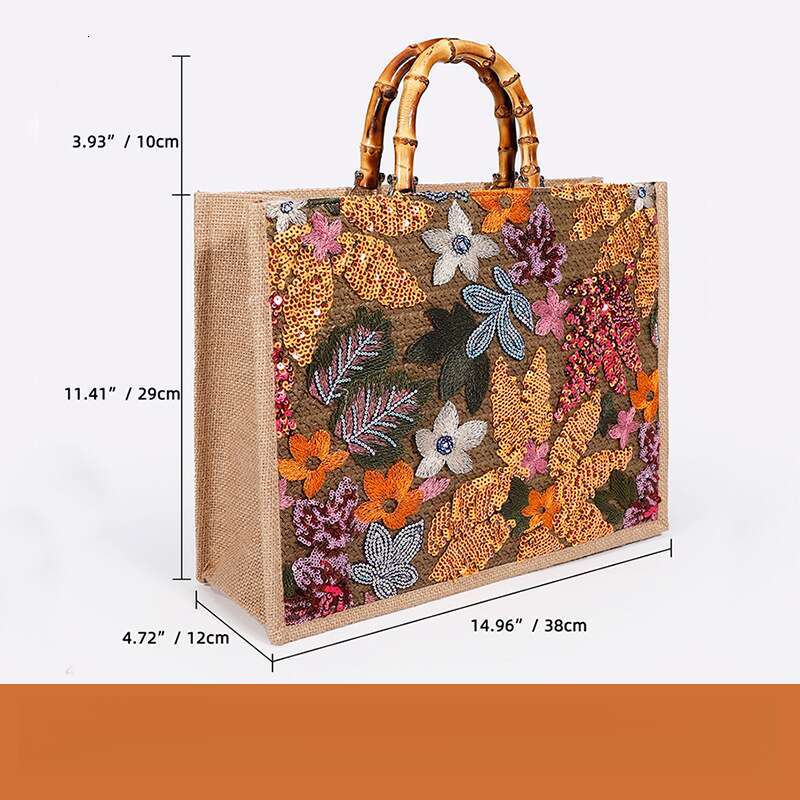 Women's designer handbag Bamboo Weave T High-End With Sequin Large Capacity Niche Straw Bag