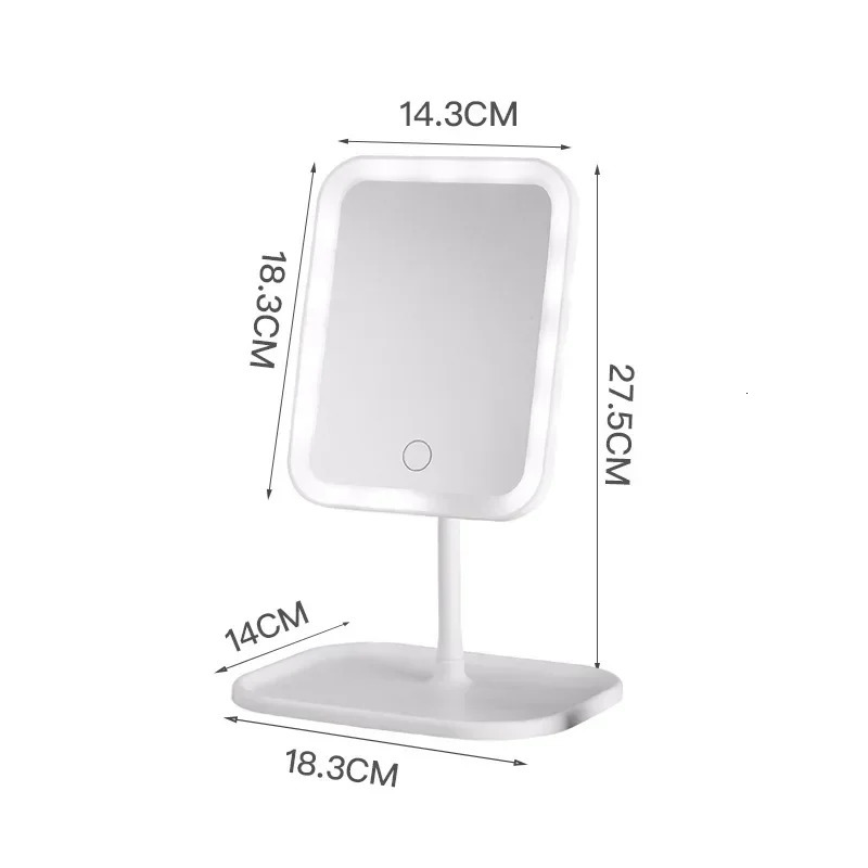 Led Light Mirror Makeup Intelligent Adjustable 3color Vanity Mirror Desktop Fill Light Mirror One Touch Charging Model 250530