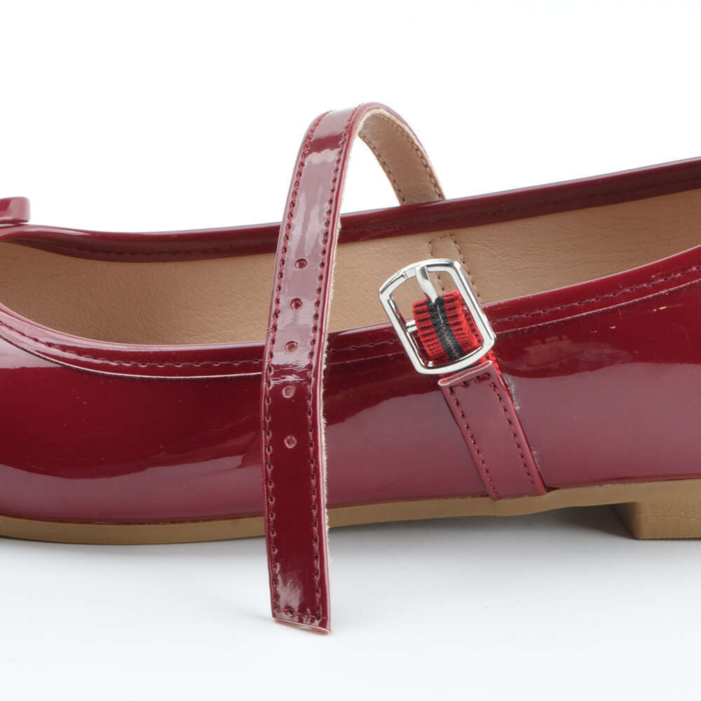 Burgundy Mary Jane for Women 2025 New Spring Summer One-Strap French Style Slip-On Shoes