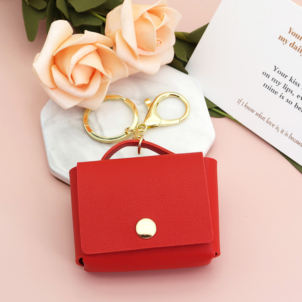 Creative headphone protective fashion case fashionable leather mini square bag coin storage bag keychain pendant fashion designer men s keybag