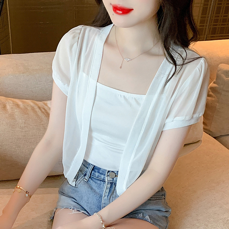 K890 2024 summer new style small shawl summer versatile thin sun protection chiffon shawl coat ladies summer waistcoat cardigan