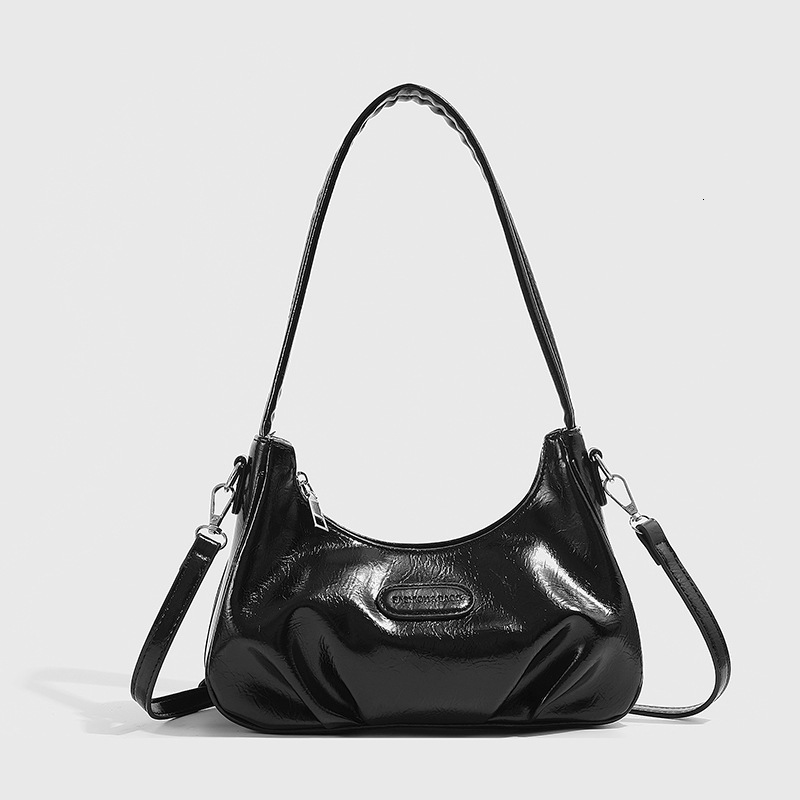 designer Niche Textured Silver Bag for Women Trendy Versatile Shoulder Crossbody Bag High-end Design Sense Underarm Crescent Bag