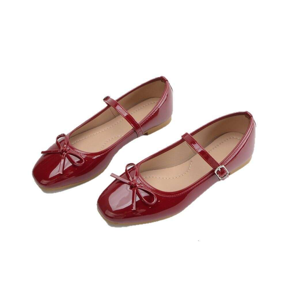 Burgundy Mary Jane for Women 2025 New Spring Summer One-Strap French Style Slip-On Shoes