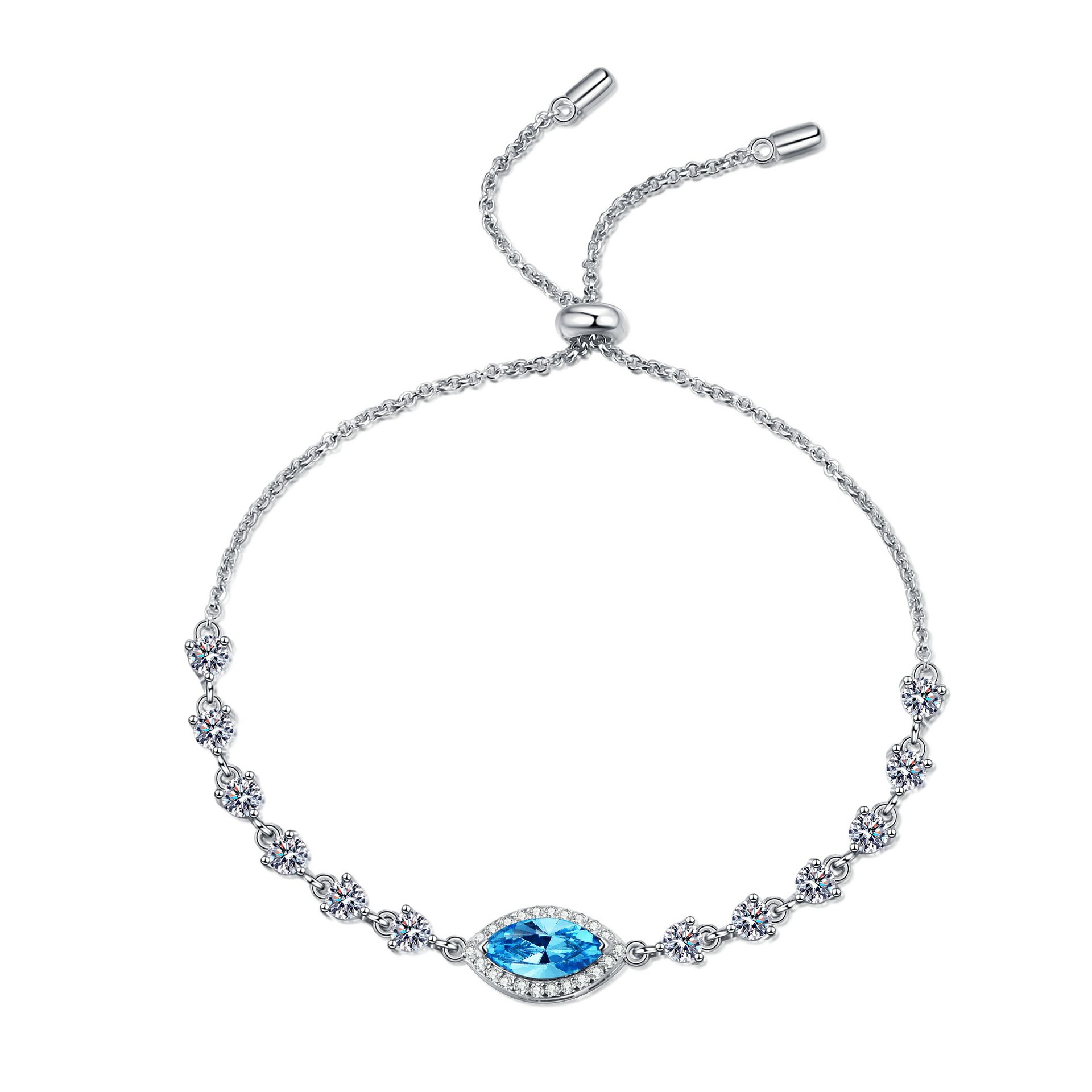 925 Sterling Silver Adjustable Moissanite Bracelet with Platinum Plating, Heart Design with CZ Crystals, Perfect Gift for Women