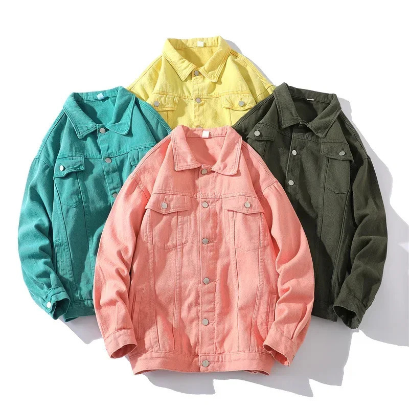 Men Denim Coats Jackets Solid Loose Casual Turn Down Collar Full Sleeve Single Breasted Coat Simple Jacket Autumn Winter 250530