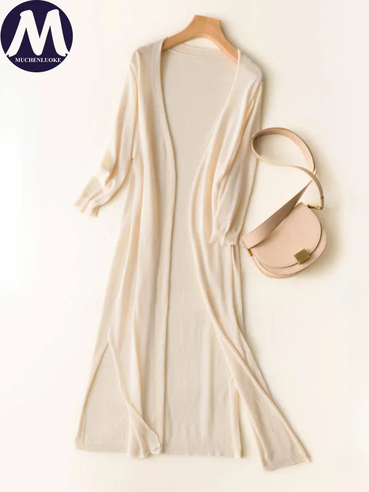 Womens Thin Style Knitted Cardigan Hollow Out Coats Long Sleeves Casual Loose Sunscreen Korean Fashion Summer 2025 250530