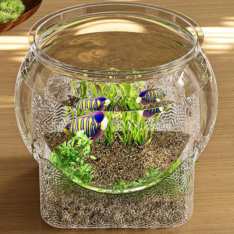 Clear Transparent Round Fish Tank Aquarium Micro-landscape Resistant Falling Desktop Ecologicals Fish Tank Ornamental Fish Decor 250530