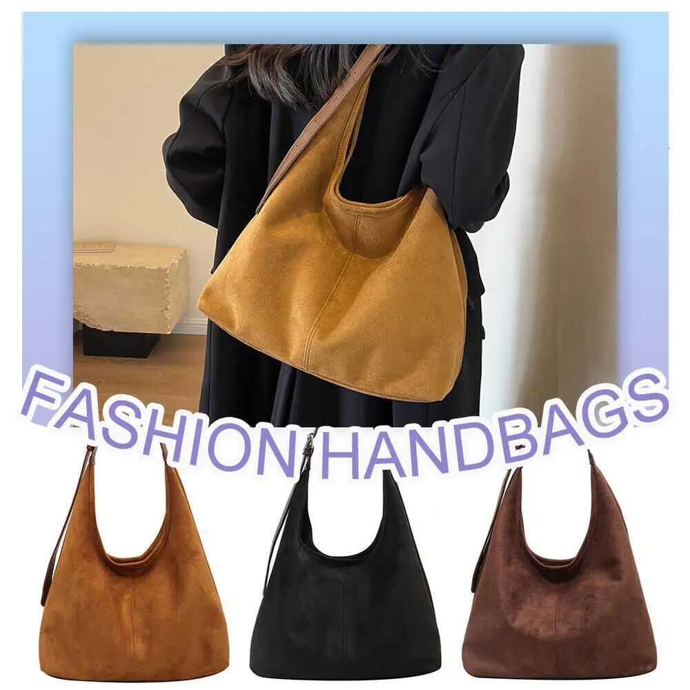 Women Suede Shoulder Stylish Crossbody Large Capacity Top Handle Adjustable Strap Chic Hobo Vintage Satchel Bag