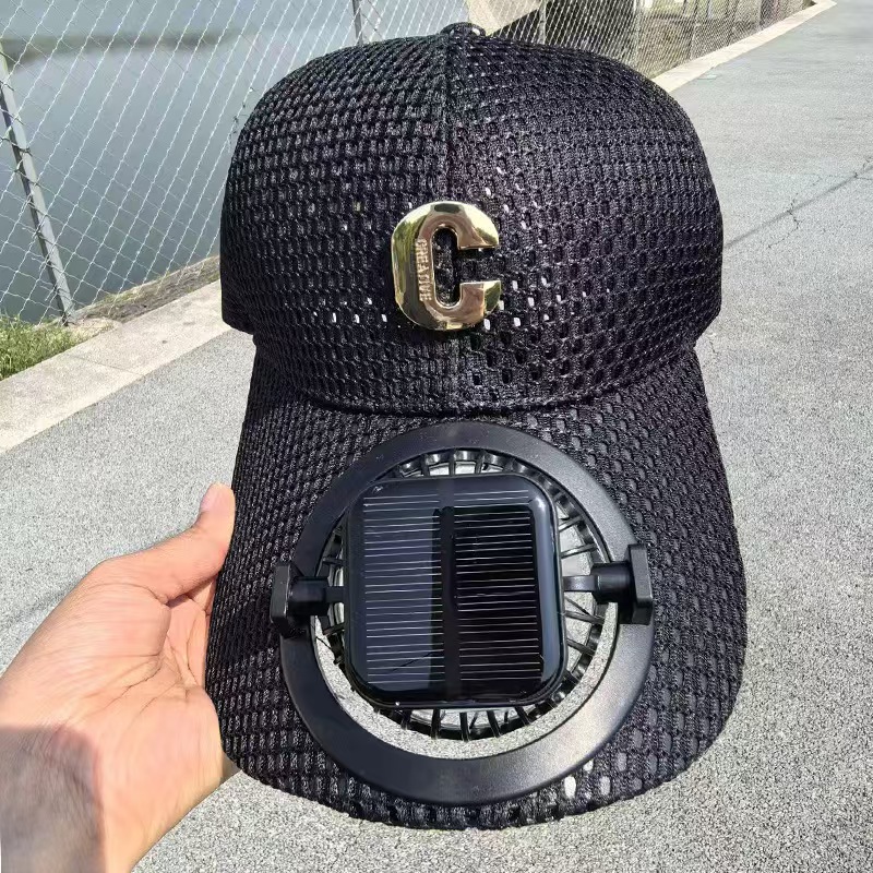 New solar charging fan cap, summer extended eave mesh breathable sun protection, couple sun protection baseball cap strap, automatic charging function