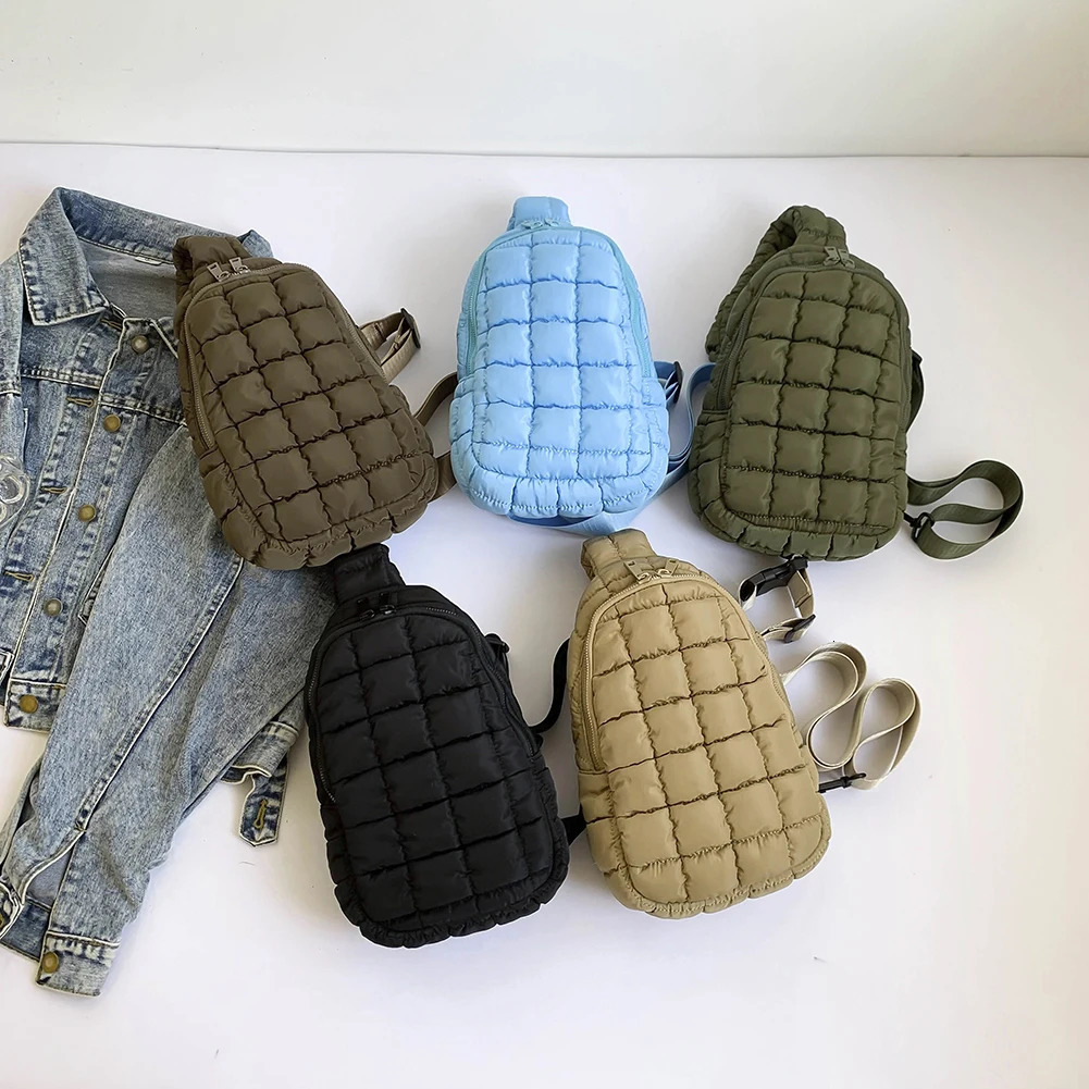 Women Quilted Chest Bag Cloud Waist Bag Adjustable Strap Puffer Crossbody Sling Bag Casual Waist Pack Outdoor Travel Bag 250528