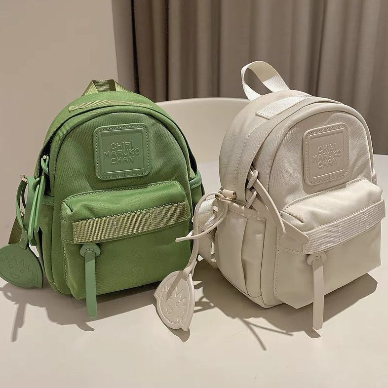 designer Japanese Style Niche Mini Compact Backpack Solid Color Bright Color Macaron Color Green Small Backpack for Travel and Shopping New Model