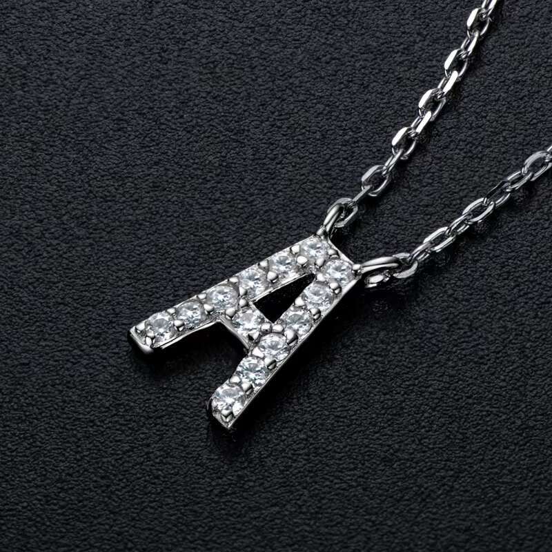 Charm Pendant 1.4mm D Color Moissanite Diamond Necklace Initial 26 Letter Name Necklace Silver for Women Kids Girls