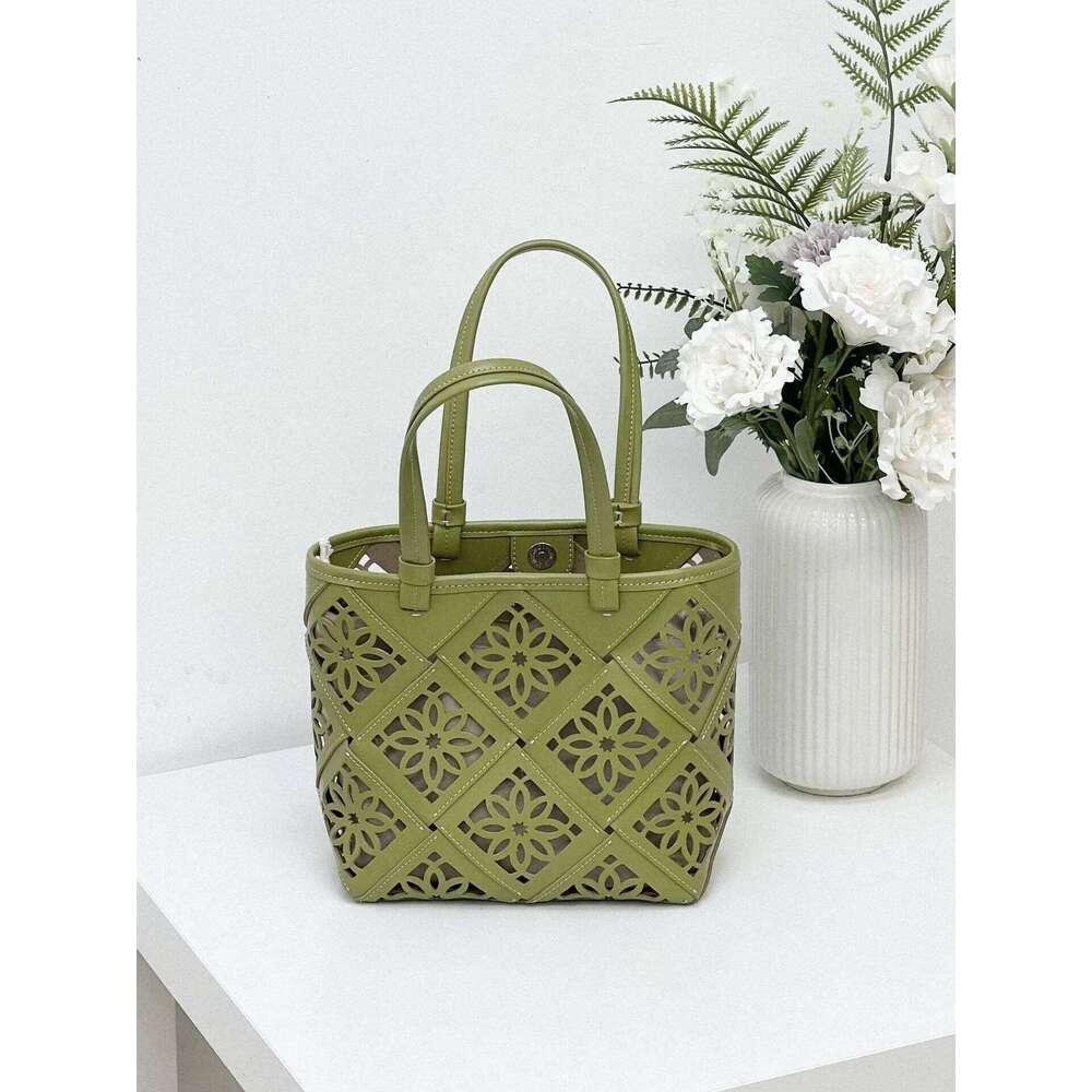 2025 New Tote Women Hollow Out Basket Handbag Genuine Leather High-End Beach Bag For Ladies Summer Travel And Commute