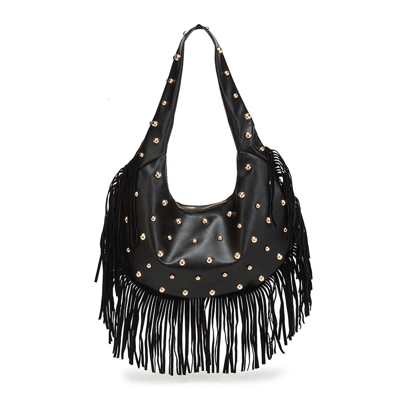 designer Motorcycle Women's Bag European and American Retro Personality Tassel Bag 2025 New Fashion Trend Simple Shoulder Handbag for Women